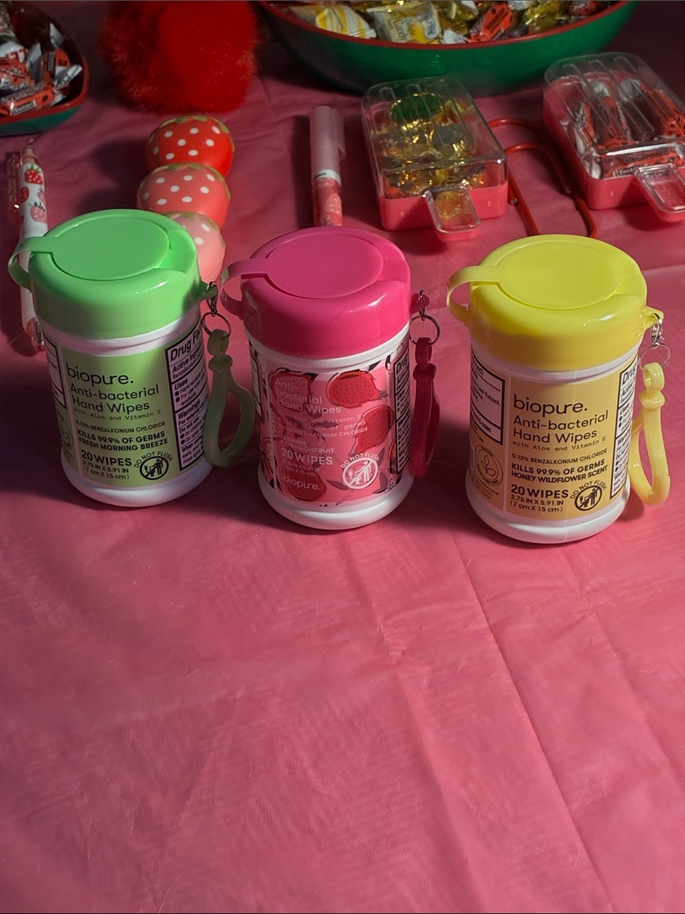 Anti-bacterial Hand Wipes - Pink, Green, Yellow - Picture 1 of 2